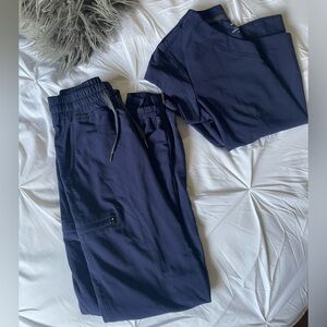 White cross Navy Blue scrub Set